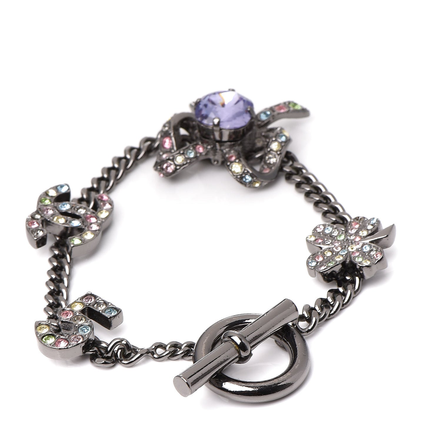 Ruthenium Crystal CC Charm Bracelet Multicolor