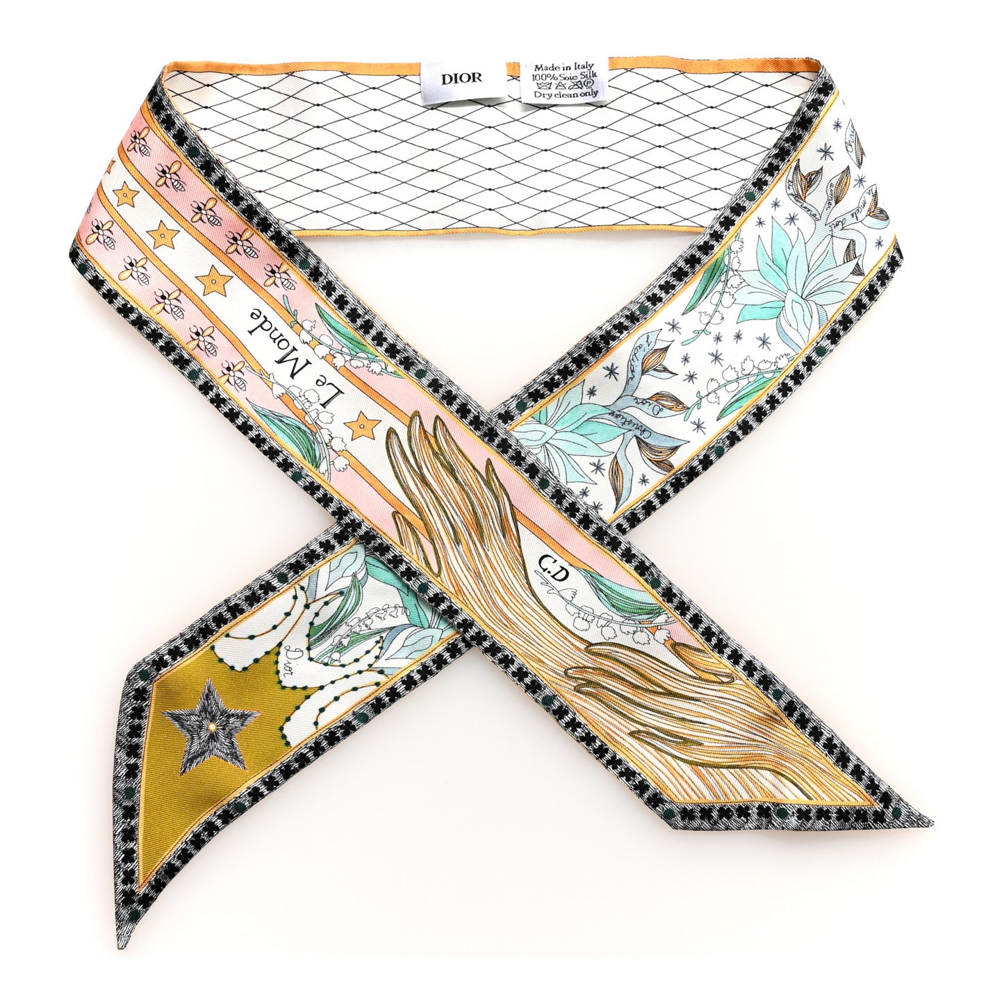 Silk Mitzah Le Monde Scarf White Multicolor