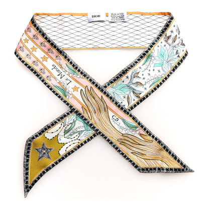 Christian Dior Silk Mitzah Le Monde Scarf White Multicolor 1 of 4