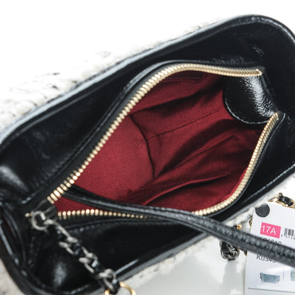 Chanel Tweed Calfskin Quilted Small Gabrielle Hobo Black 5 of 7