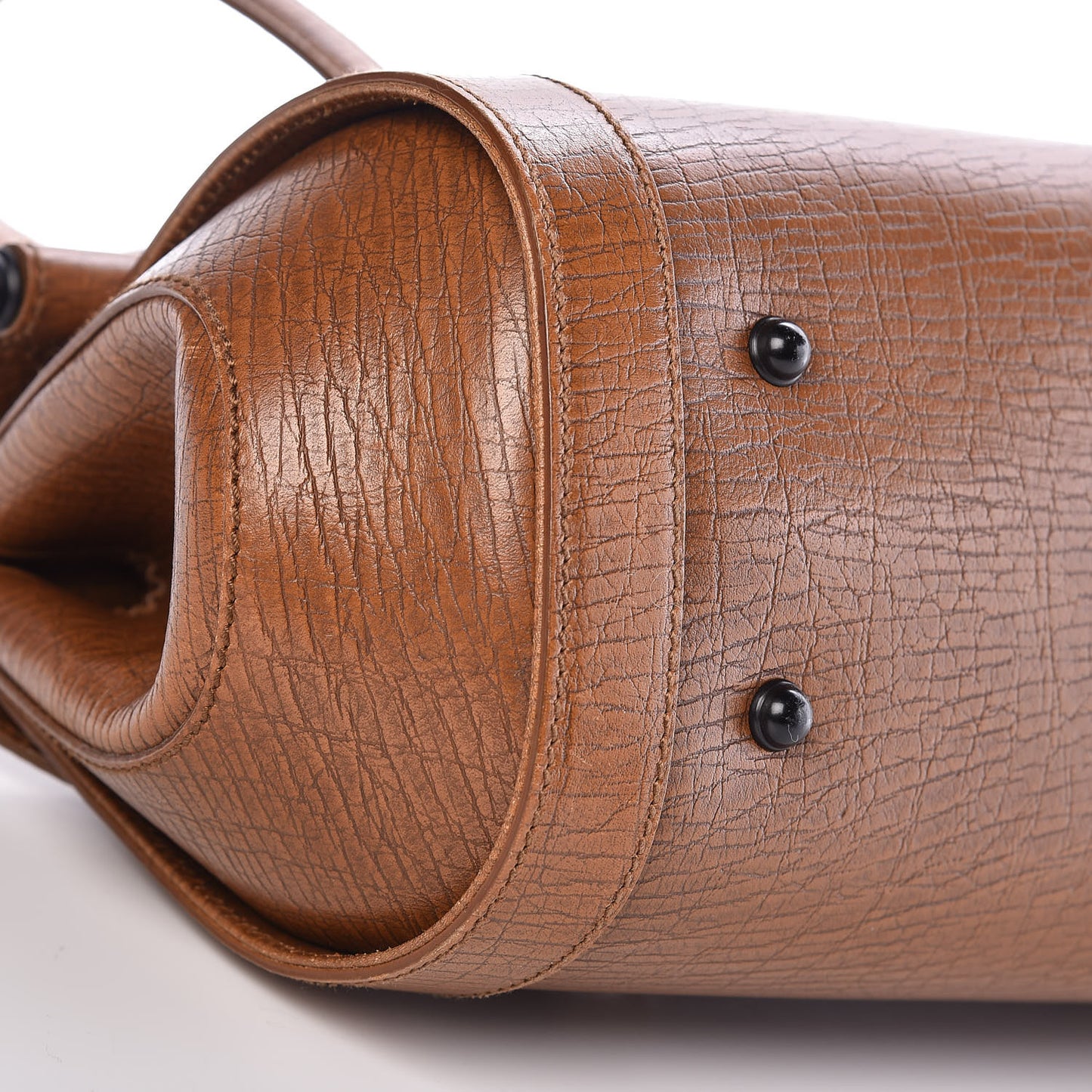 Calfskin Bamboo Bullet Satchel Brown