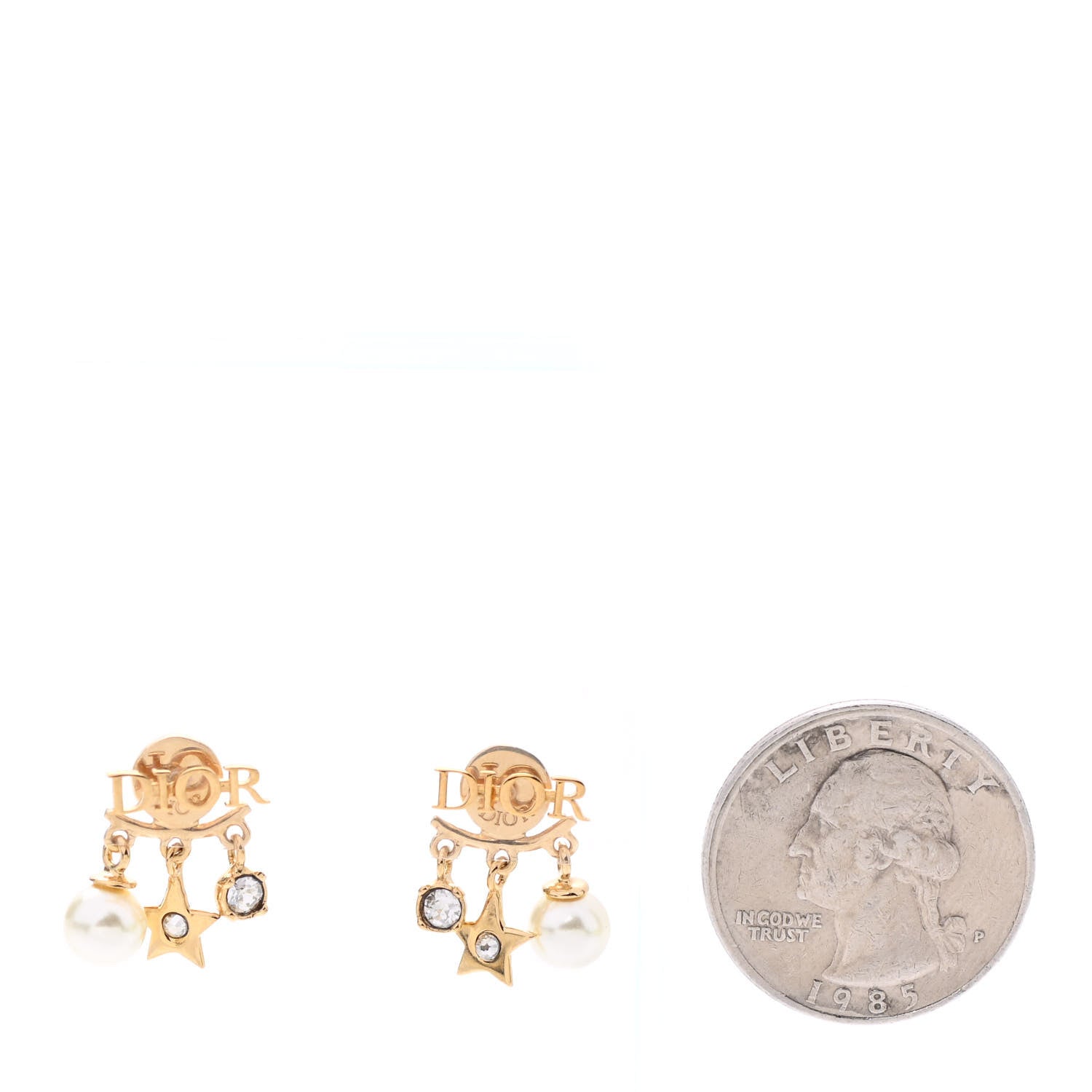 Christian Dior Pearl Crystal Dio(r)evolution Earrings Aged Gold 2 of 5