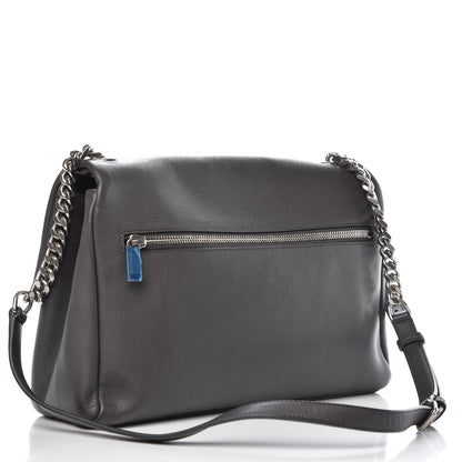 Saint Laurent Grain De Poudre Medium West Hollywood Monogram Fold-Over Grey 3 of 11