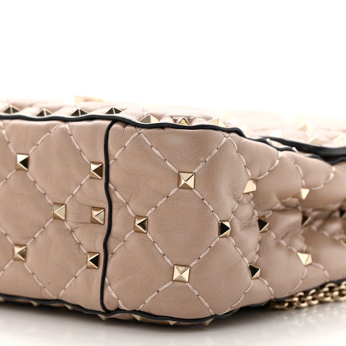 Lambskin Medium Rockstud Spike Shoulder Bag Poudre