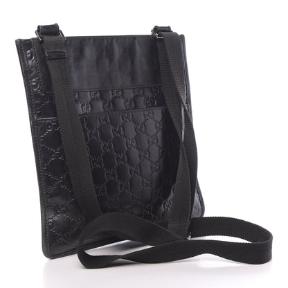 Gucci Guccissima Medium Flat Messenger Bag Black 3 of 14
