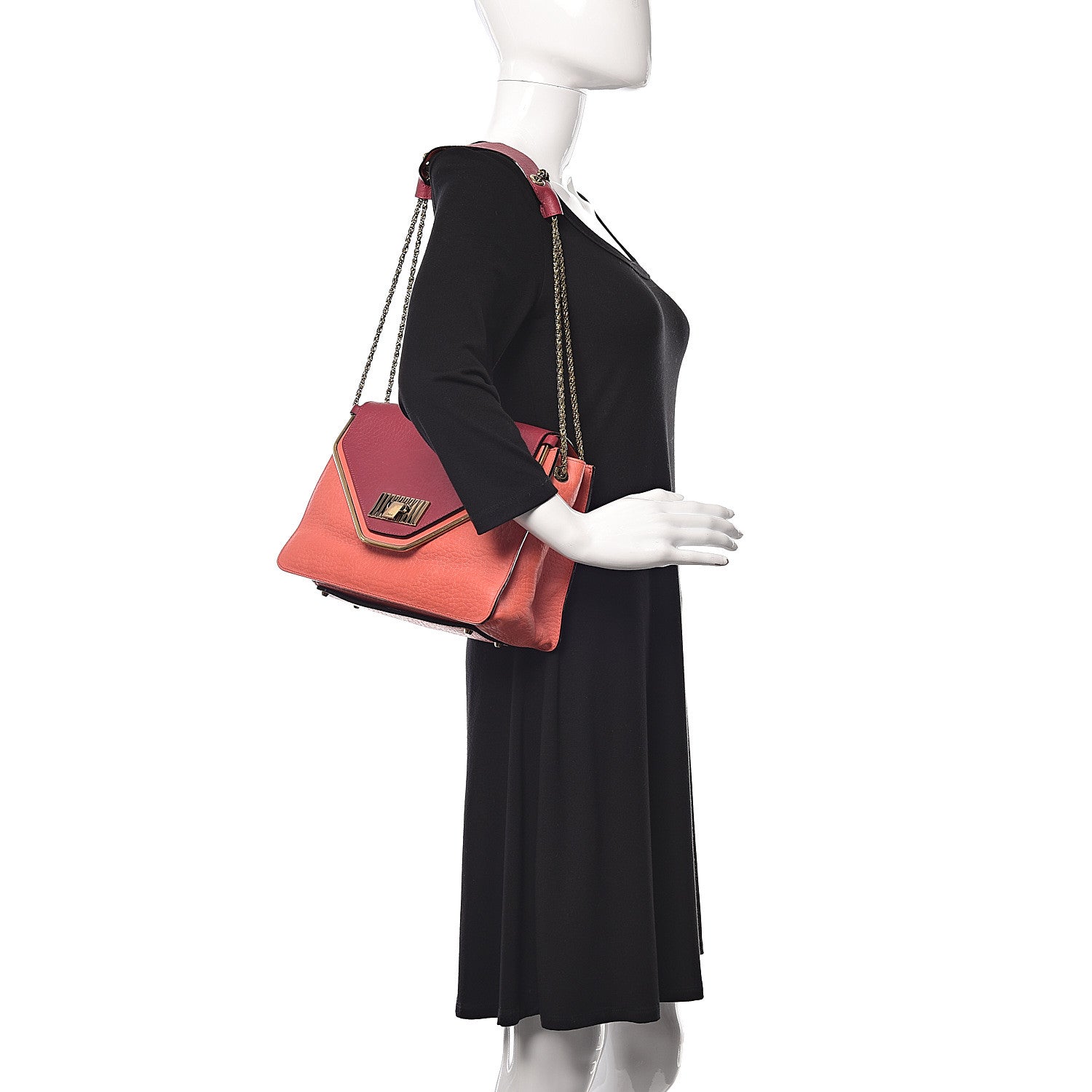 Chloe Grained Calfskin Medium Sally Flap Bag Cyclamen Lipstick 2 of 16