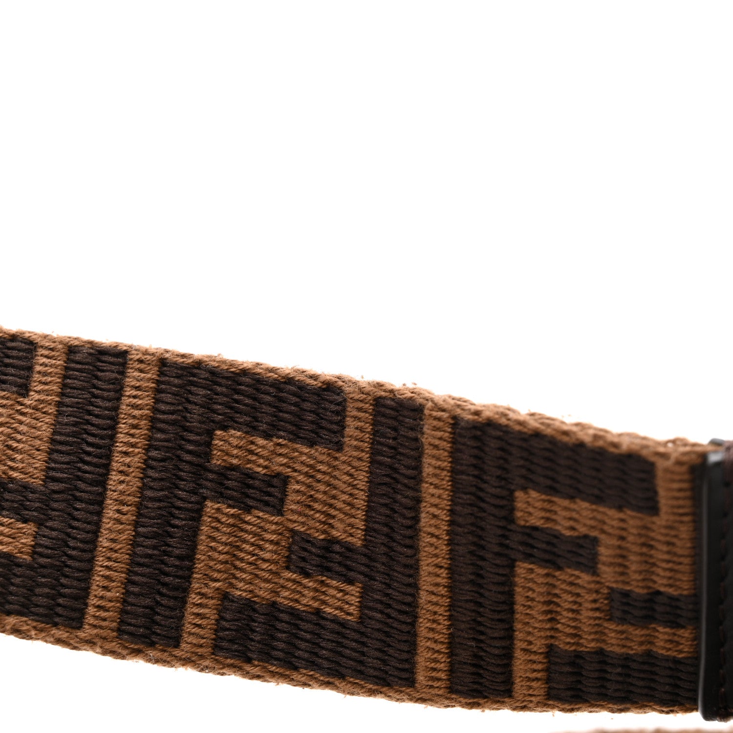 Fendi Ribbon Vitello Century FF 1974 Flat Studded Strap You Fango Marrone Ebano 6 of 7