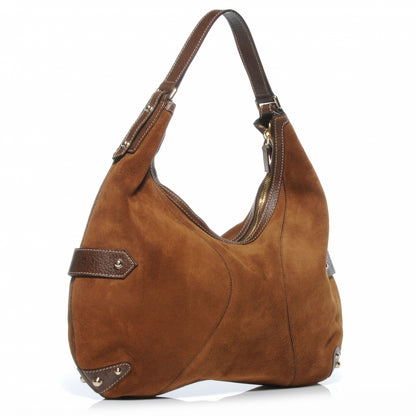 Gucci Suede Bamboo Horsebit Chain Hobo Brown 3 of 7