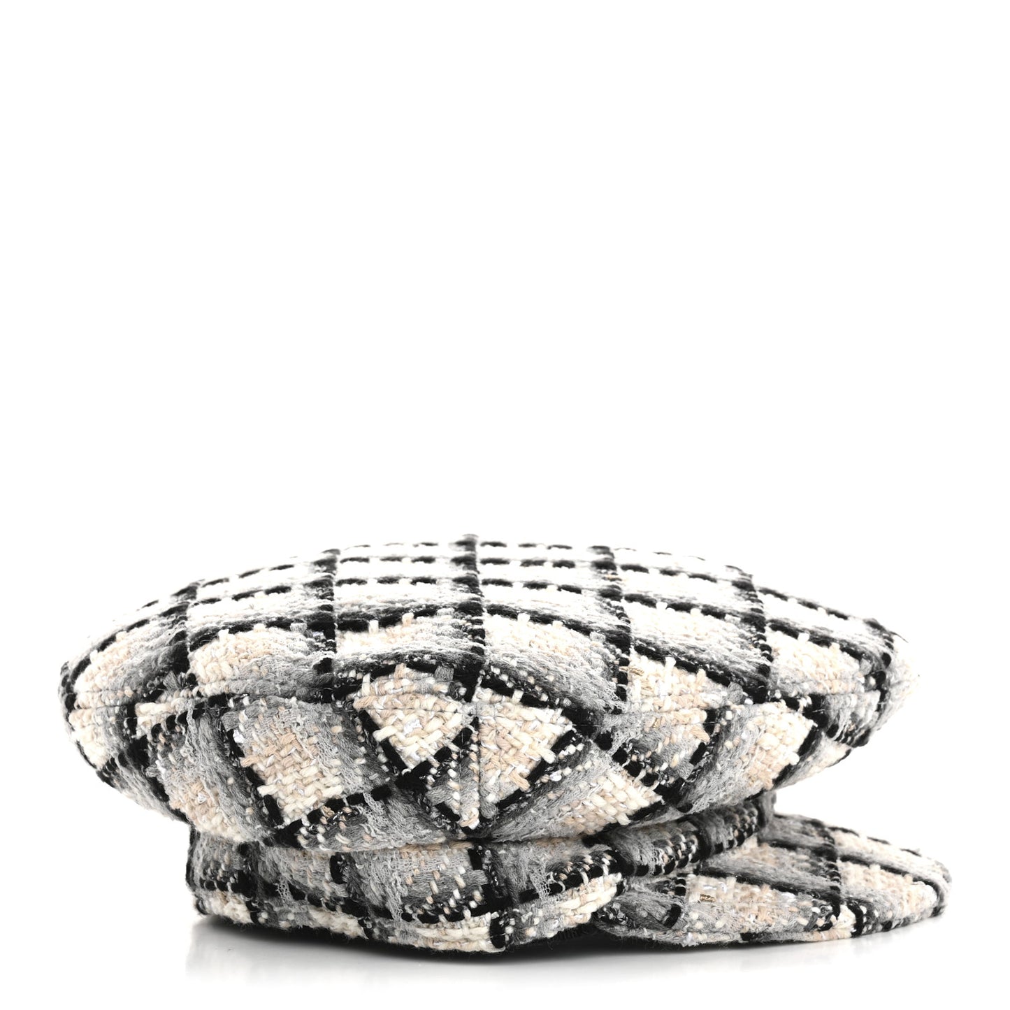 Cotton Tweed CC Beret S White Black Multicolor