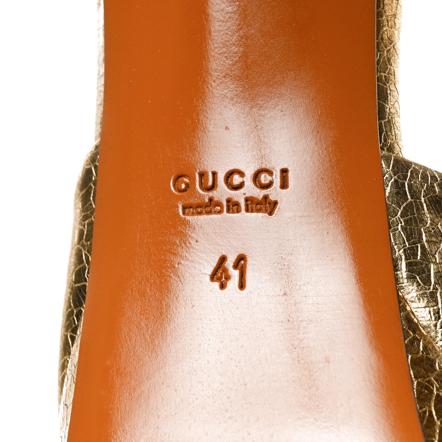 Metallic Calfskin Open Toe Ankle Strap Pumps 41 Gold