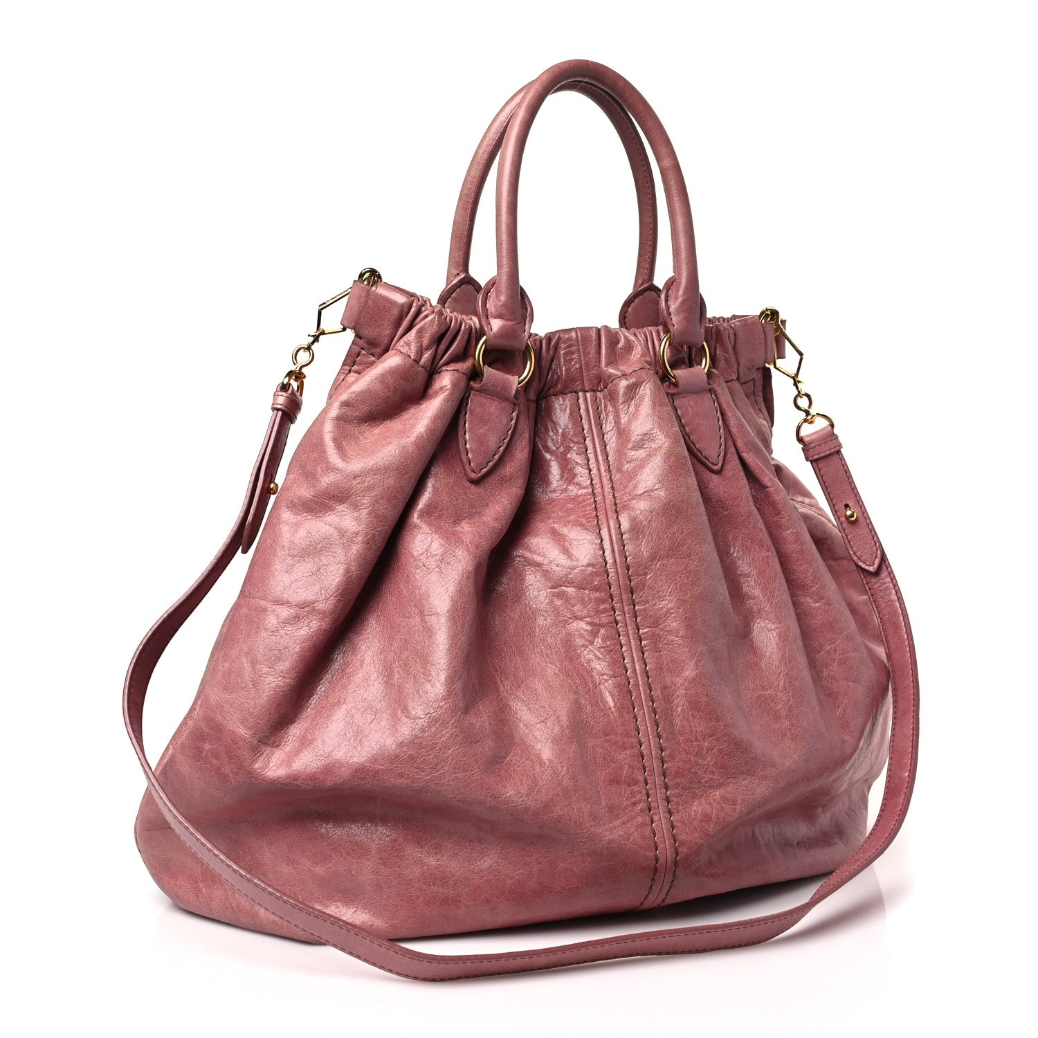 Miu Miu Vitello Shine Shopping Tote Loto 3 of 9