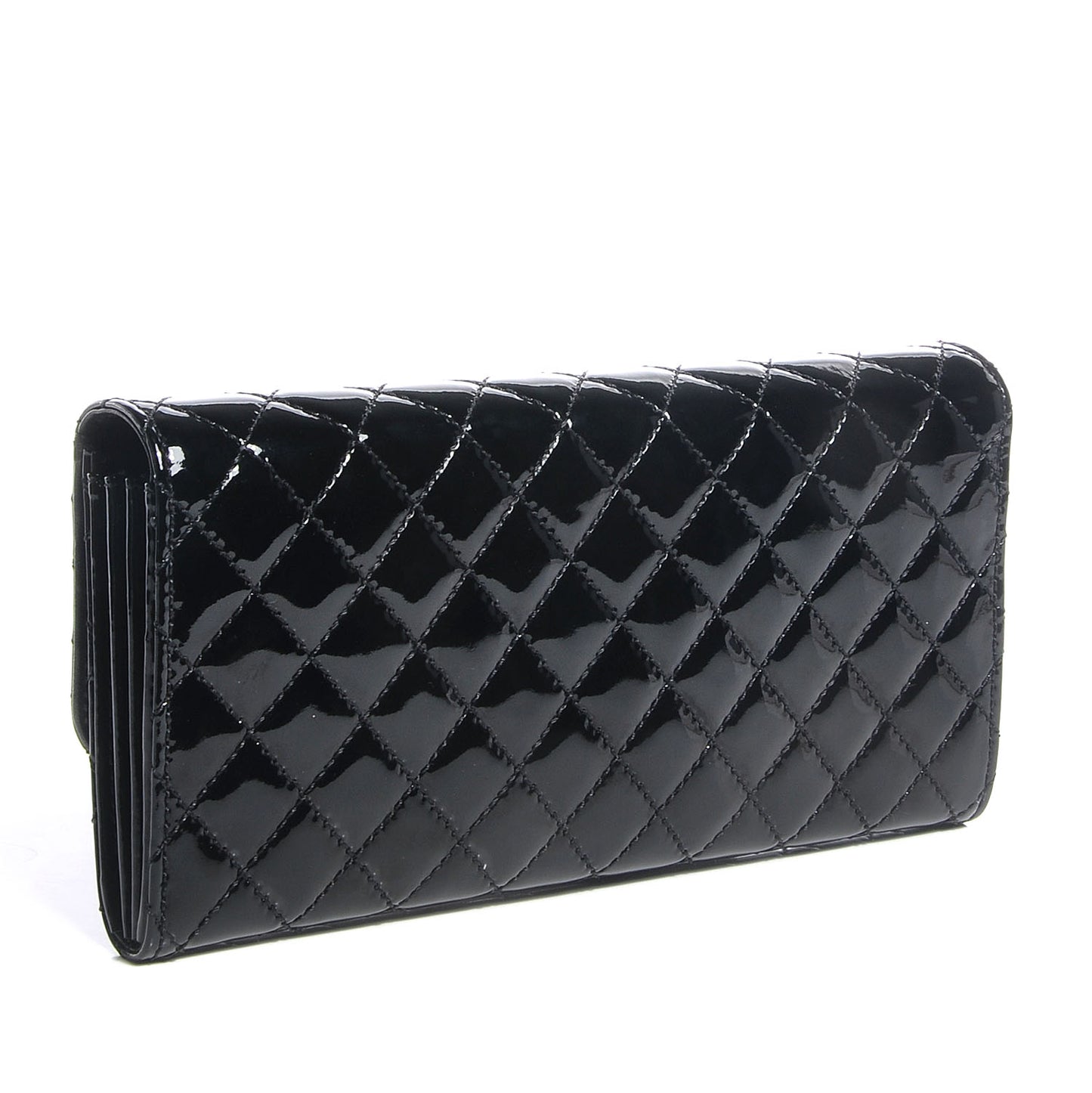 Patent Quilted Clutch Flap Black