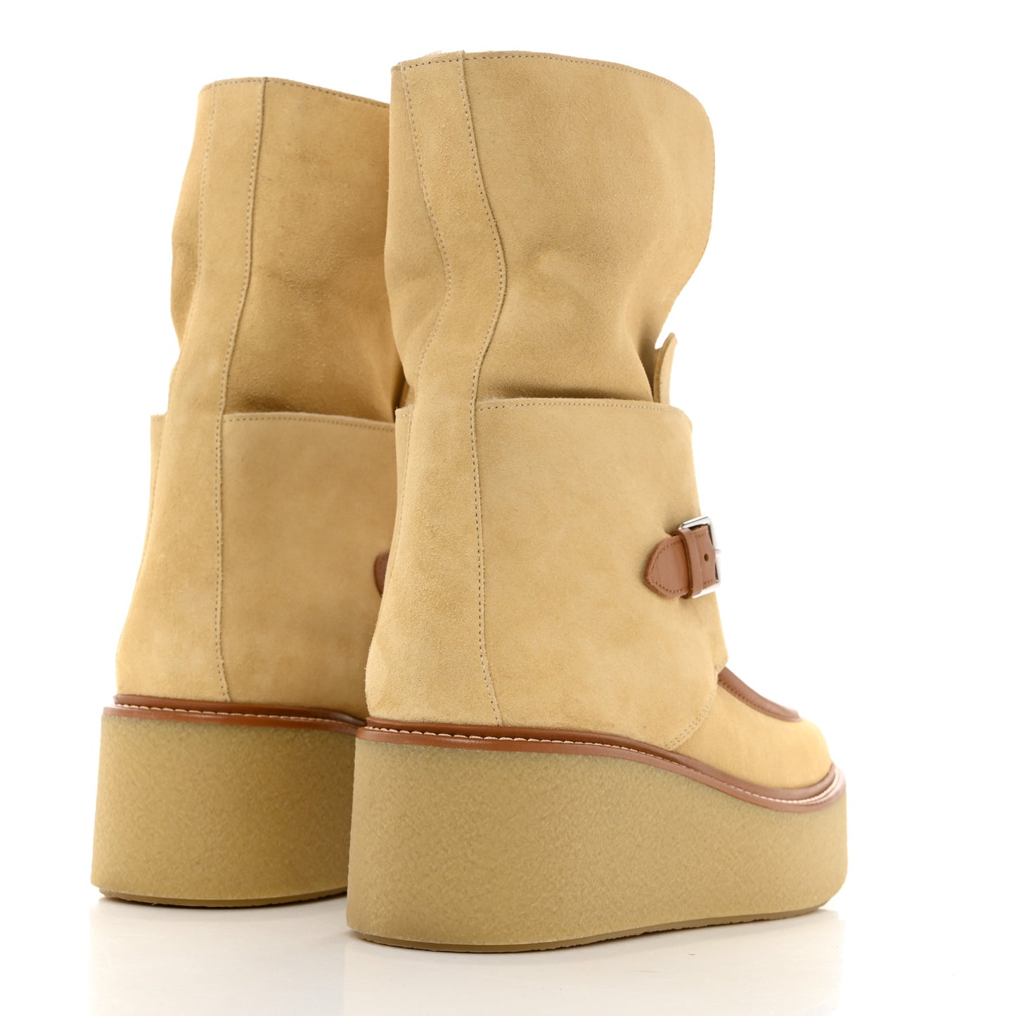 Suede Shearling Womens Hemisphere Ankle Boots 39 Beige Palomino