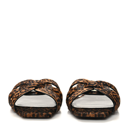 Saint Laurent Calf Hair Leopard Print Tribute 05 Slide Sandals 36 Manto Natural 2 of 9
