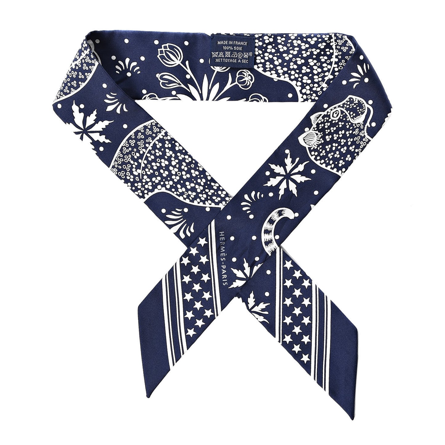 Silk Les Leopards Twilly Marine White