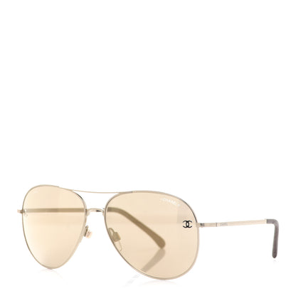 Chanel Metal Aviator CC Sunglasses 4189-T-Q Gold 1 of 21