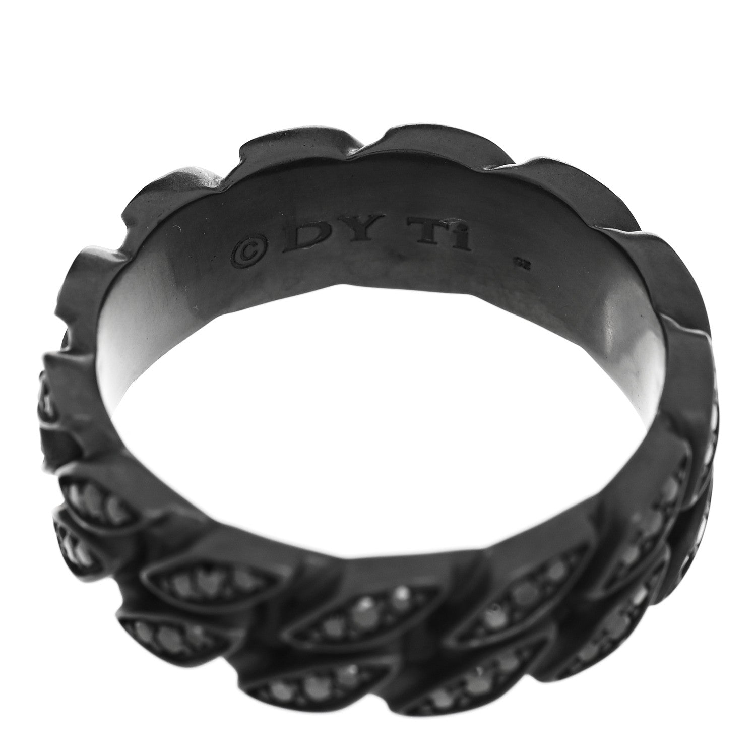 David Yurman Titanium Black Diamond 8mm Curb Chain Ring 68 12.25 4 of 4