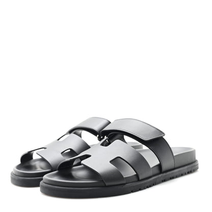Hermes Calfskin Womens Chypre Sandals 36.5 Black 4 of 10