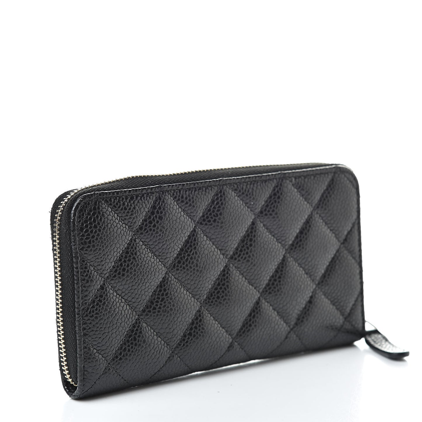 Caviar Quilted Small Zip Around Wallet Black