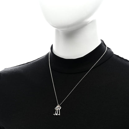Tiffany 18K Yellow Rose Gold Sterling Silver Mini Heart Trefoil Key Pendant Necklace 2 of 5