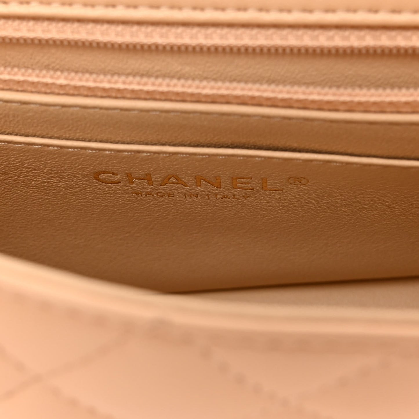 Lambskin Quilted Mini Rectangular Flap Beige