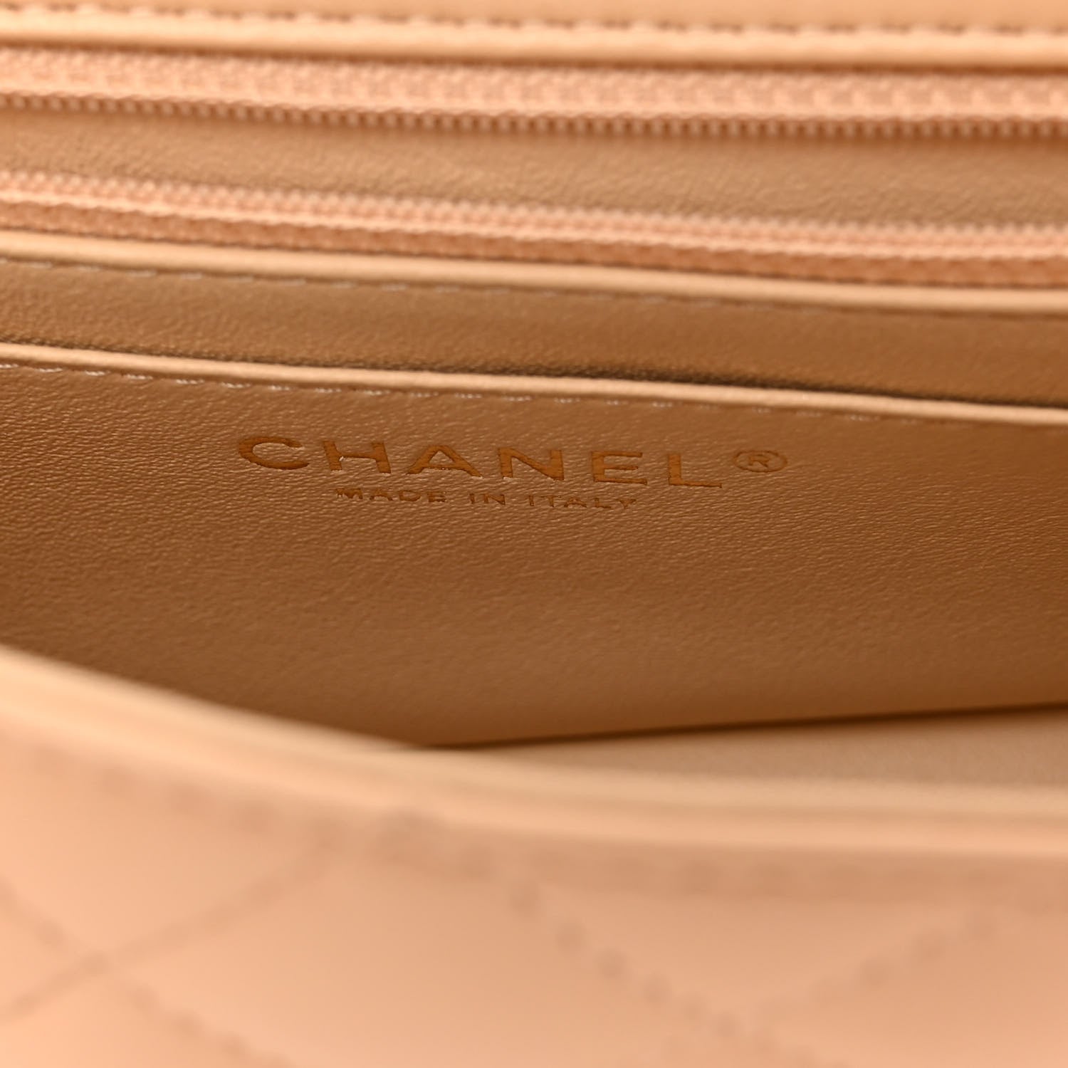 Chanel Lambskin Quilted Mini Rectangular Flap Beige 5 of 10