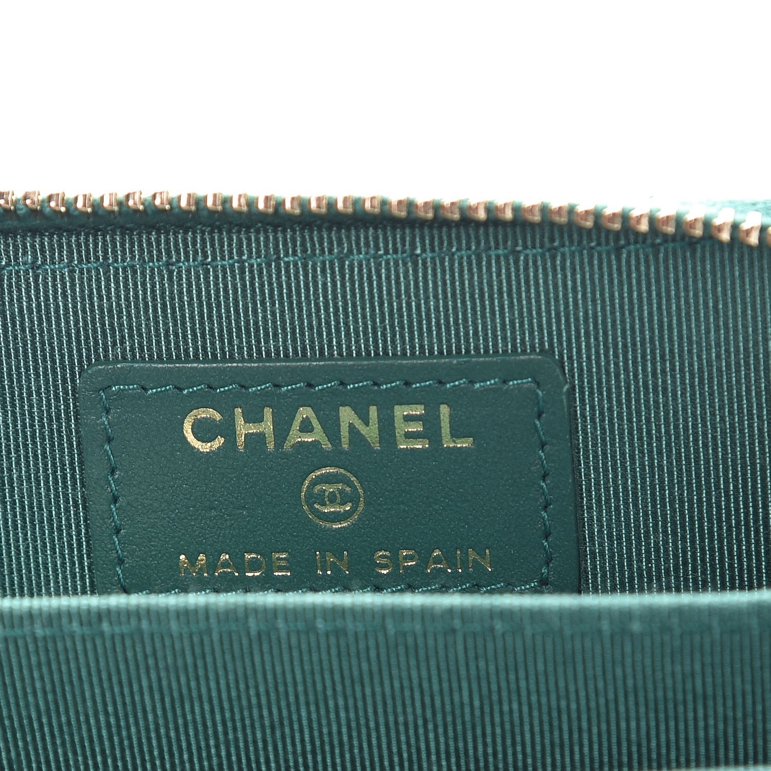 Chanel Metallic Caviar Quilted Zip Coin Purse Green 6 of 8