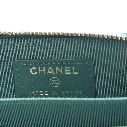 Chanel Metallic Caviar Quilted Zip Coin Purse Green 6 of 8