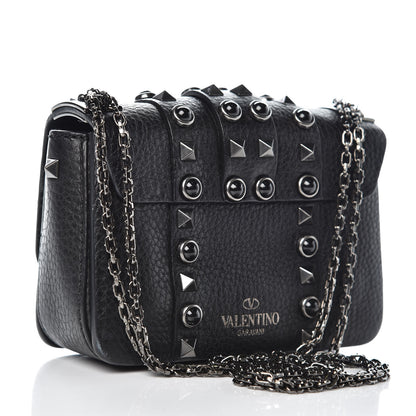 Valentino Garavani Grained Calfskin Onyx Micro B-Rockstud Rolling Flap Black 4 of 8