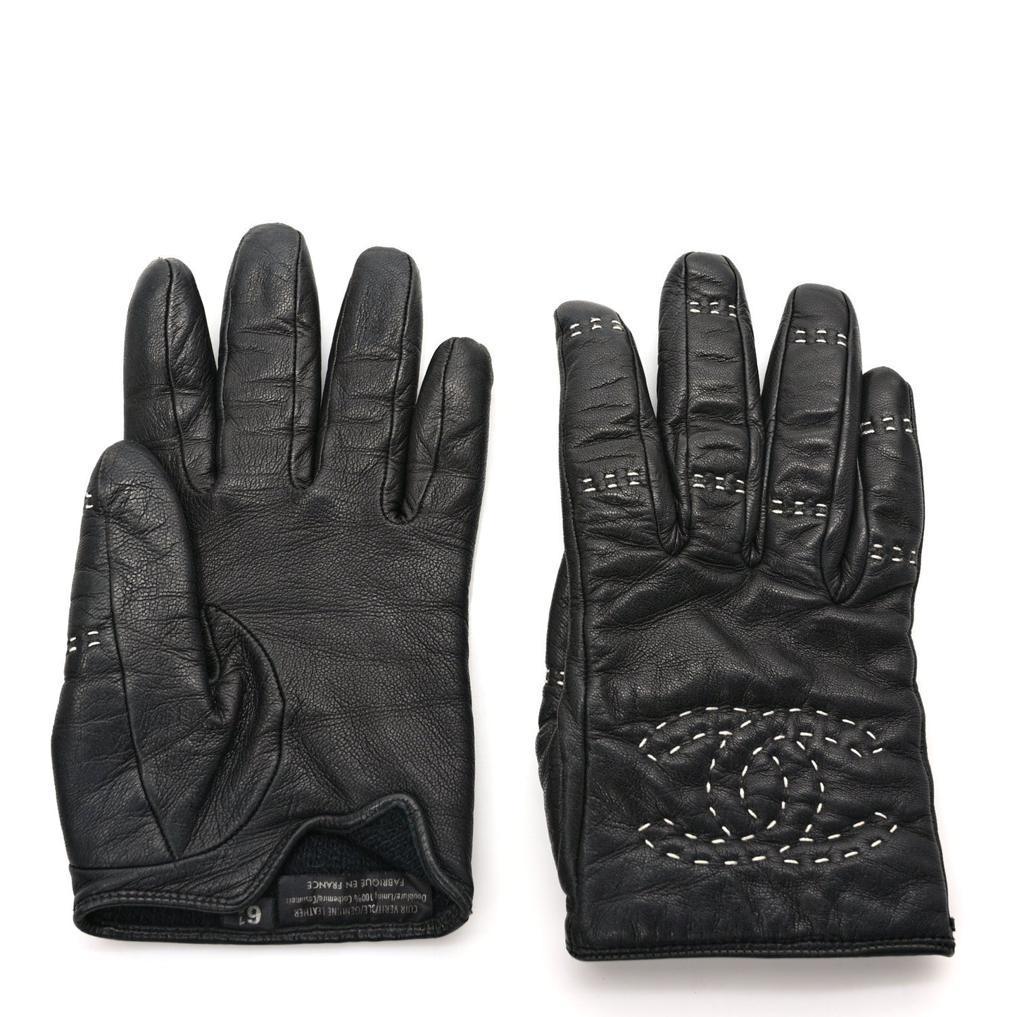Lambskin Quilted Stitch CC Gloves 6.5 Black