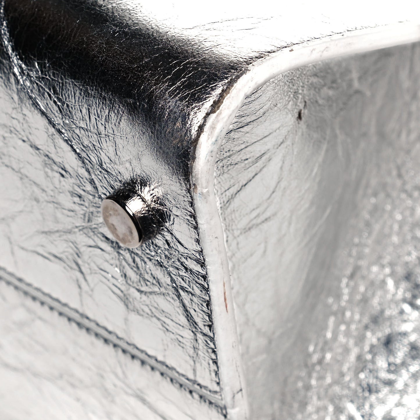 Metallic Calfskin Medium Diorever Flap Silver