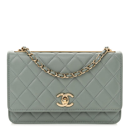 Chanel Lambskin Quilted Trendy CC Wallet On Chain WOC Grey 1 of 12