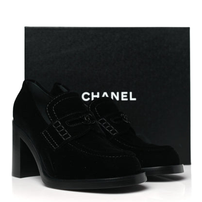 Chanel Velvet CC Mocassin Pumps 40 Black 9 of 9