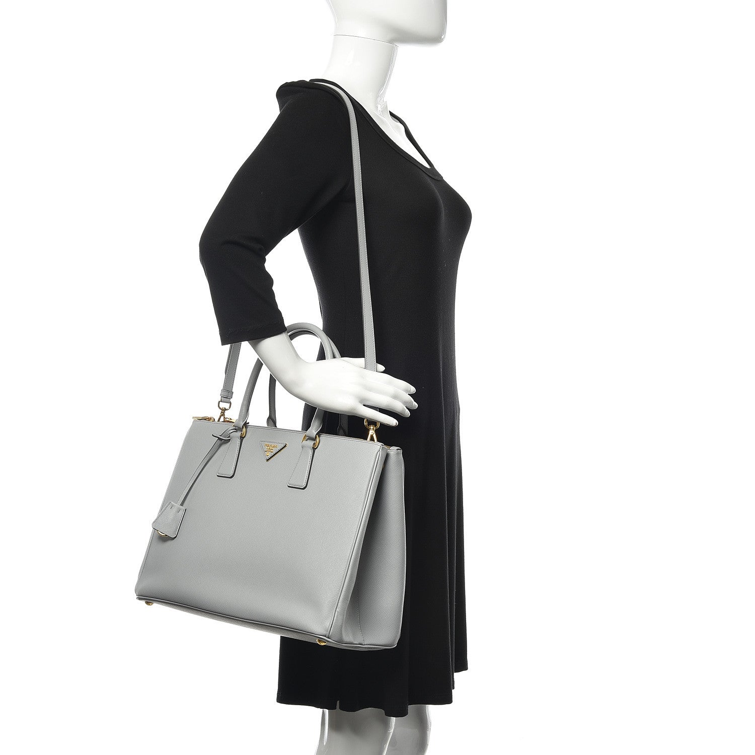 Prada Saffiano Large Galleria Double Zip Tote Granito 2 of 9