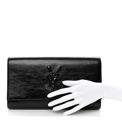 Saint Laurent Textured Patent Monogram Large Belle De Jour Clutch Black 2 of 9