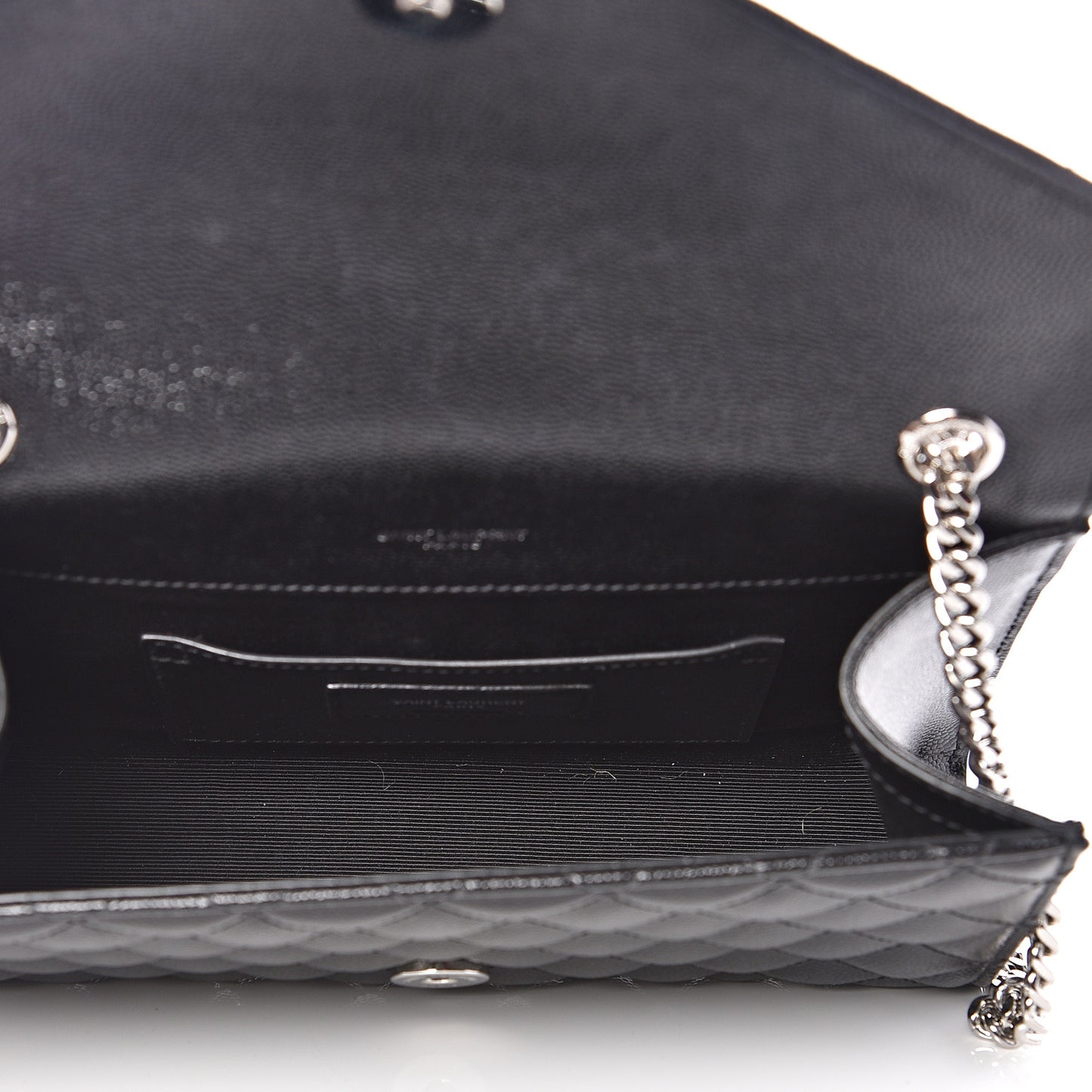 Grain De Poudre Textured Mixed Matelasse Triquilt Small Monogram Satchel Black