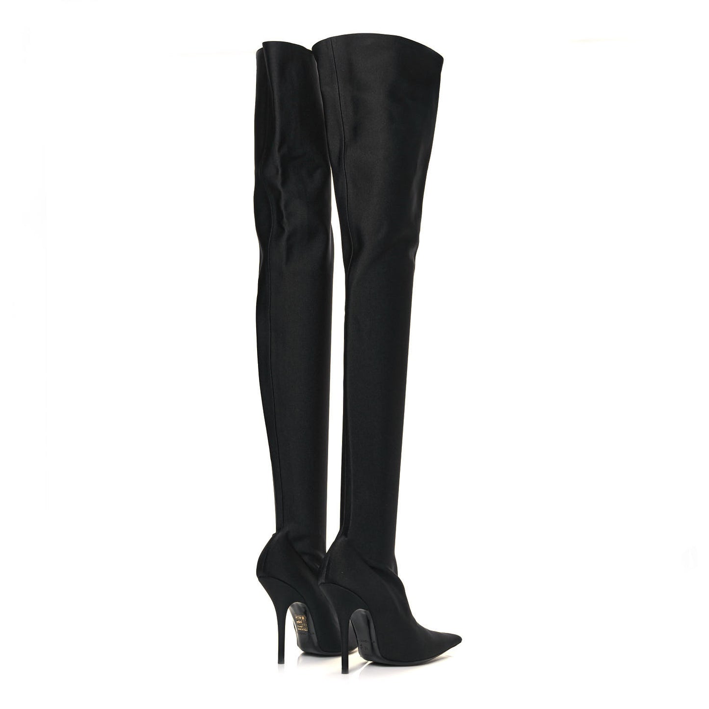 Spandex Pointed Toe Knife Thigh High Boots 38 Black