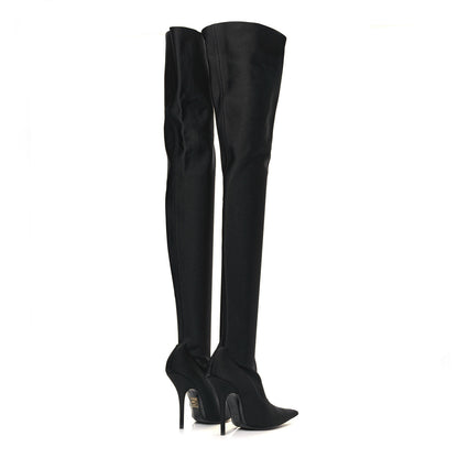Balenciaga Spandex Pointed Toe Knife Thigh High Boots 38 Black 4 of 7