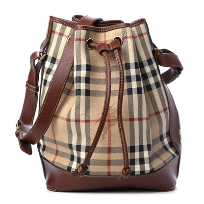 Burberry Haymarket Check Drawstring Bucket Bag Brown 1 of 8