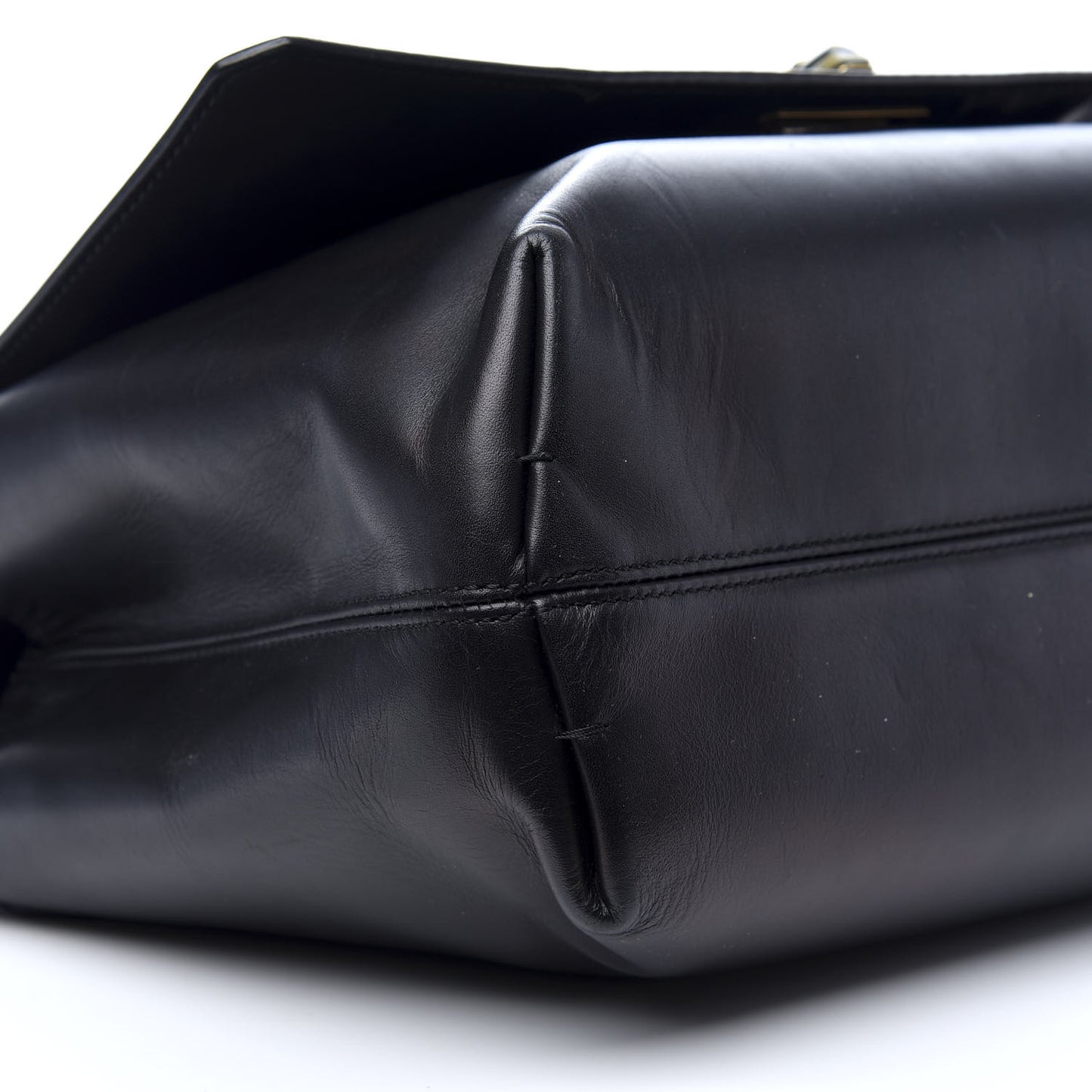 Hammered Calfskin Large Happy Edgy Shoulder Bag Black
