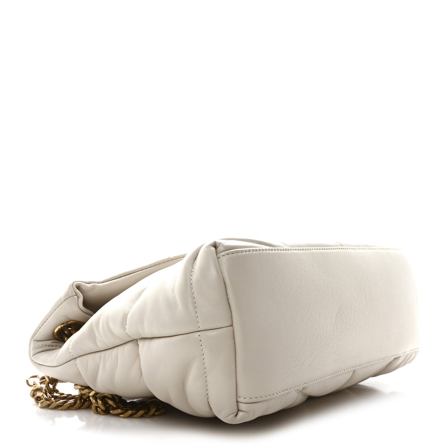 Lambskin Quilted Small Loulou Puffer Monogram Chain Satchel Crema Soft
