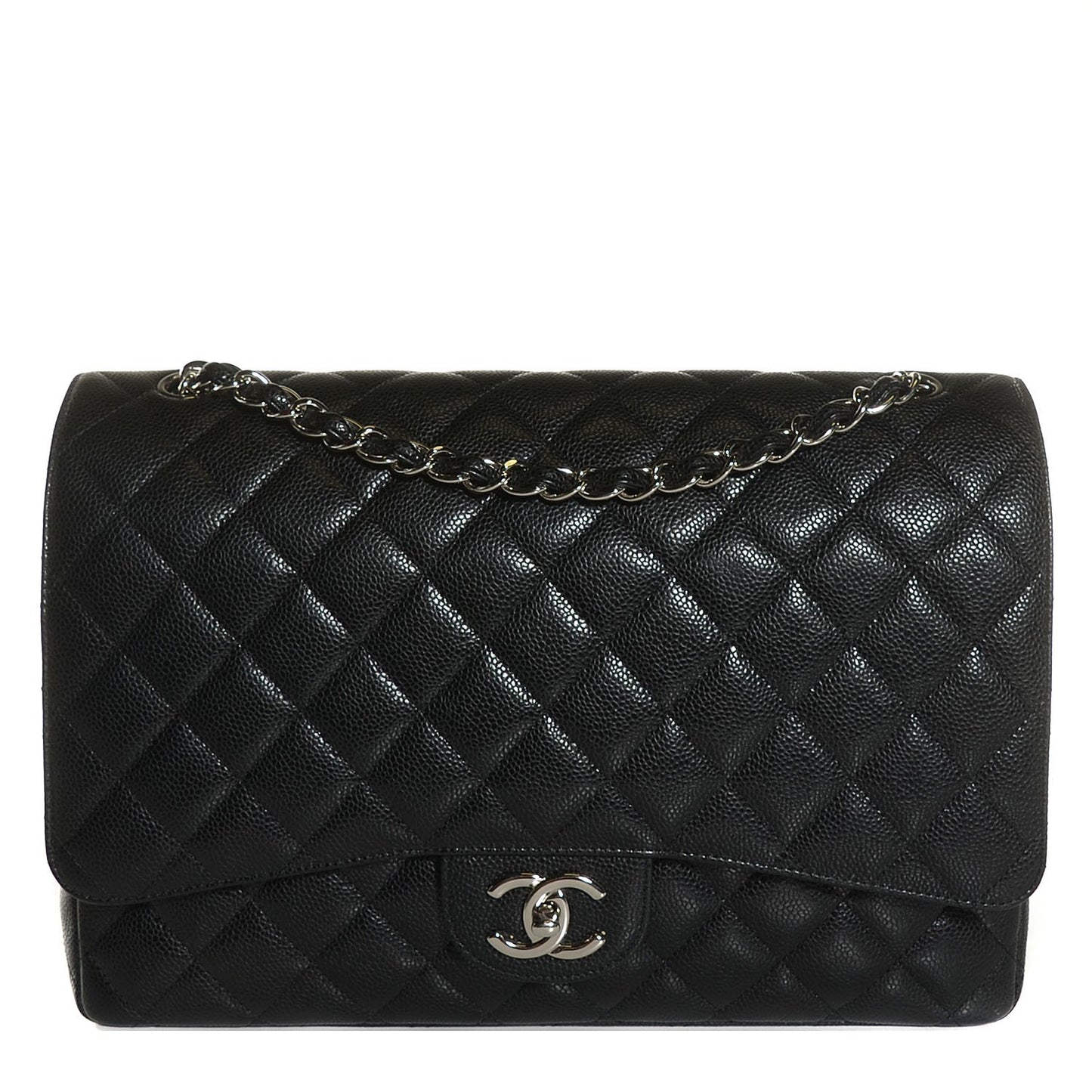 Caviar Quilted Maxi Double Flap Black