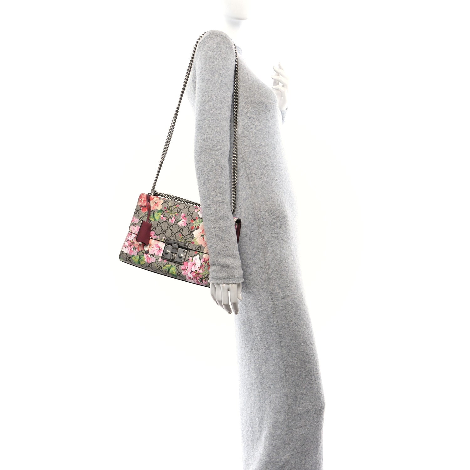 Gucci GG Supreme Monogram Blooms Medium Padlock Shoulder Bag Beige Multicolor Dry Rose 2 of 10