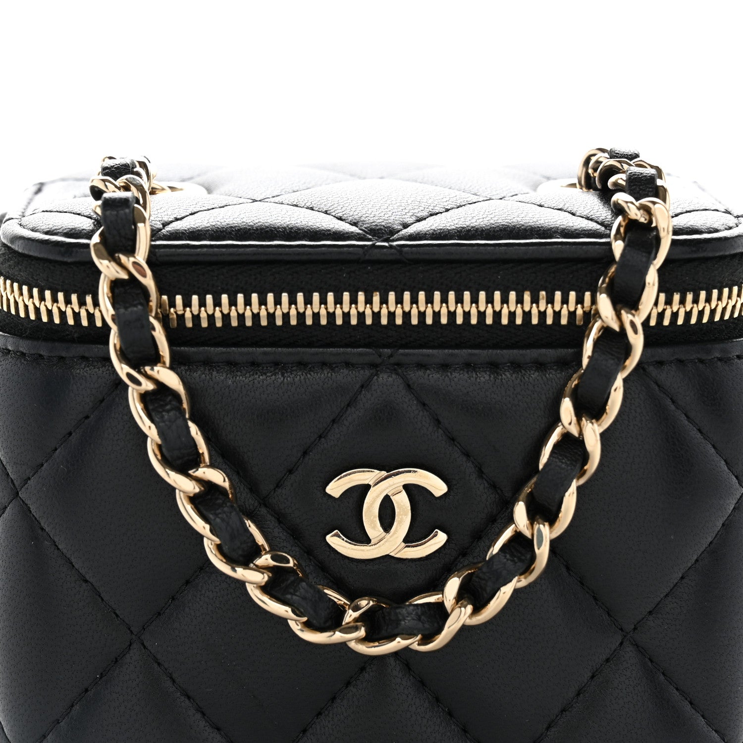 Chanel Lambskin Quilted Mini Vanity Case With Chain Black 8 of 10