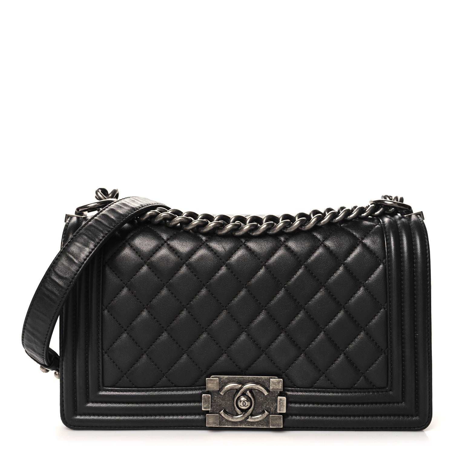 Chanel Lambskin Quilted Medium Boy Flap Black 1 of 10