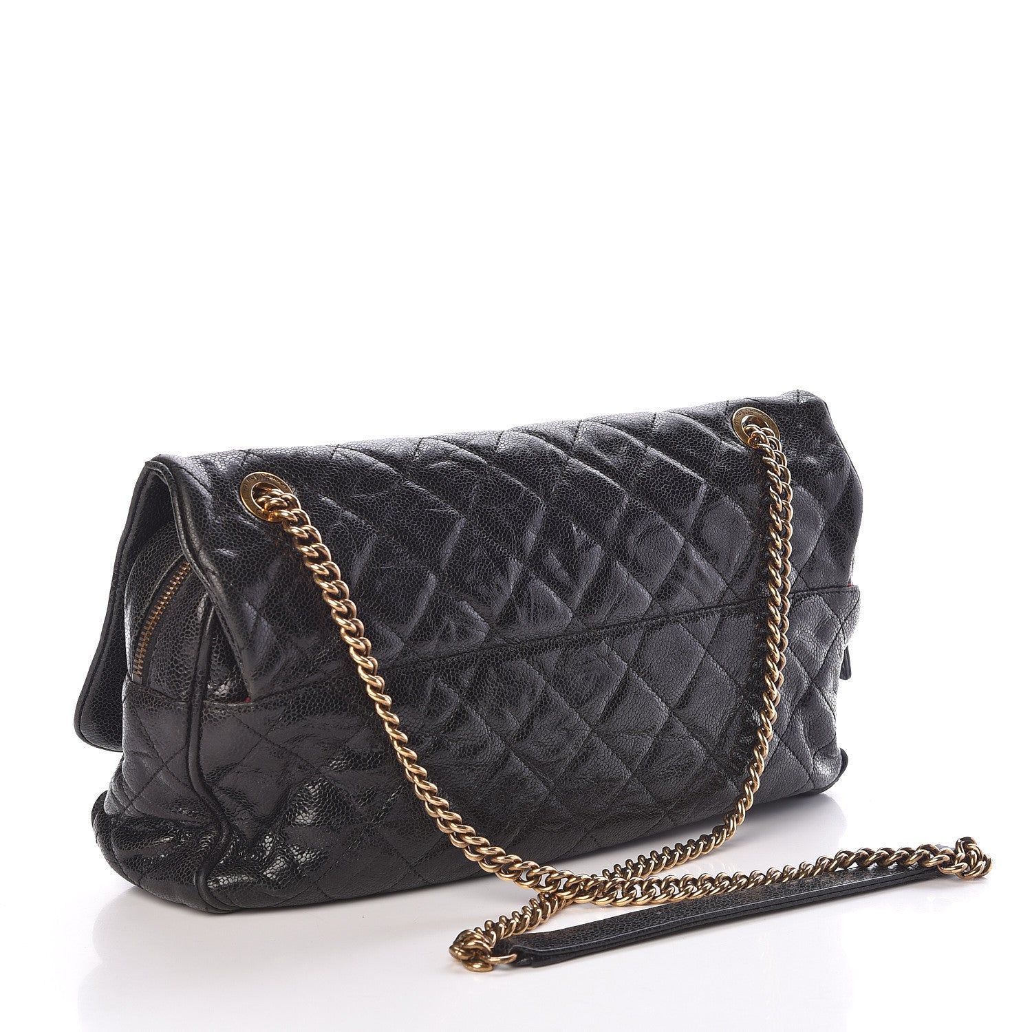 Chanel Crumpled Grained Calfskin Quilted Large Shiva Flap Black 3 of 10