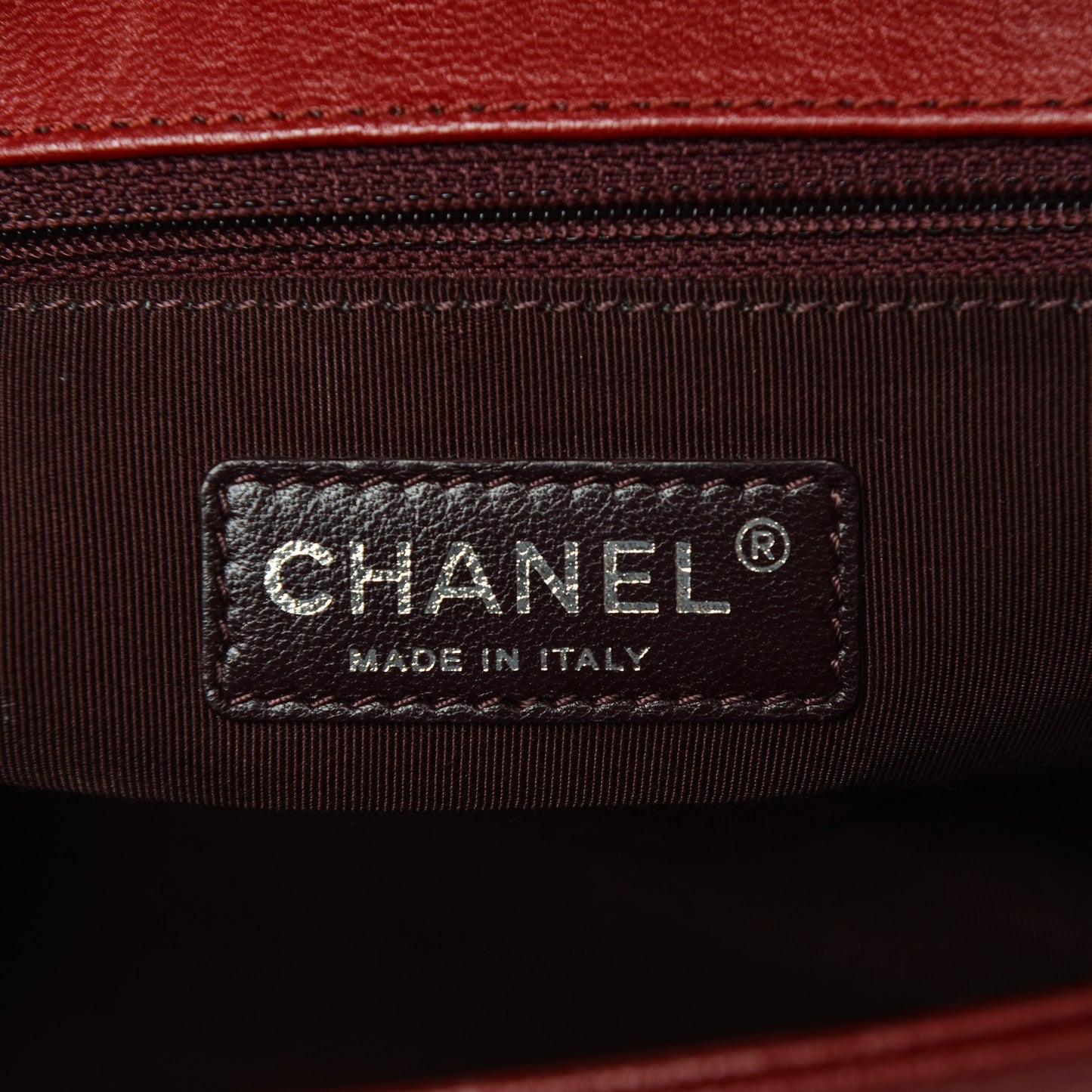 Patent Goatskin Quilted New Medium Boy Flap Red