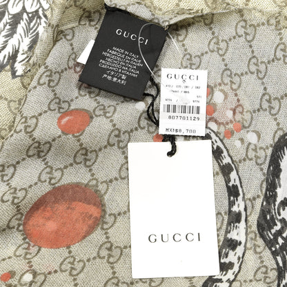 Gucci Silk Monogram Space Animals Scarf Beige 3 of 3