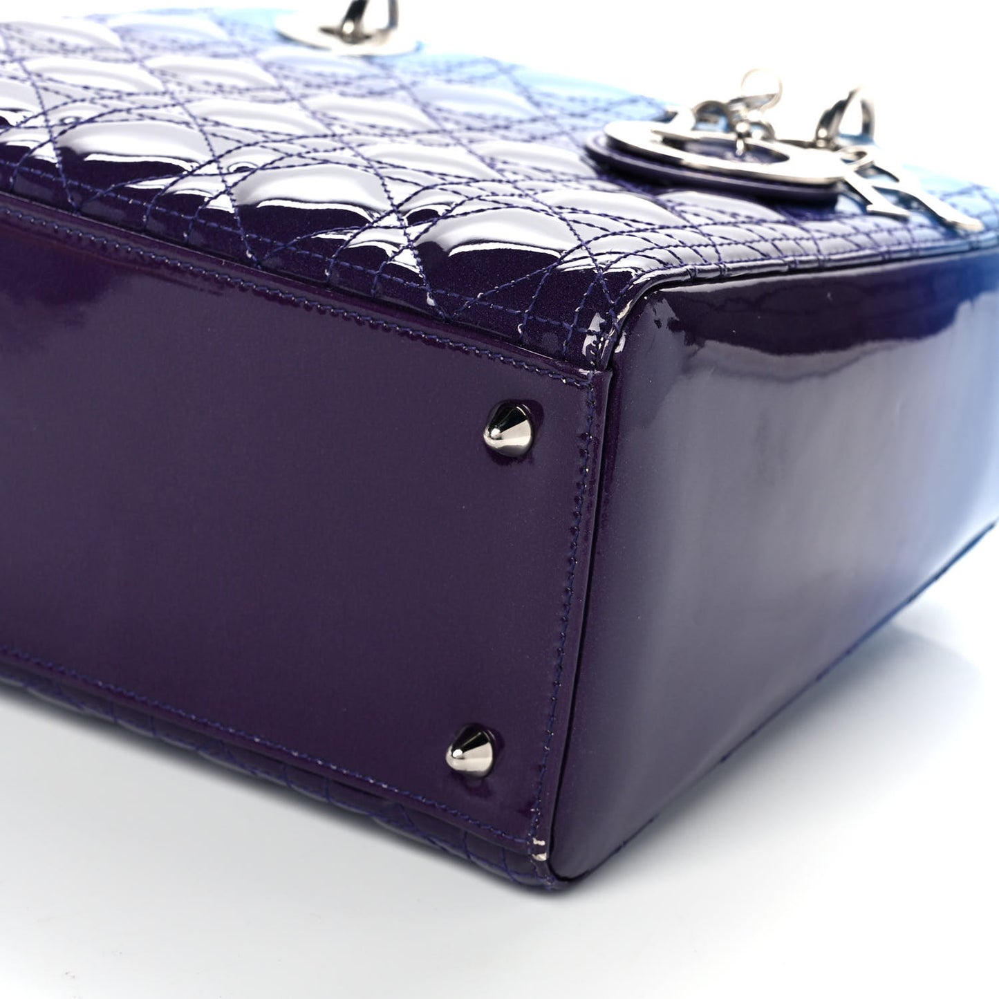 Patent Cannage Gradient Medium Lady Dior Purple Blue