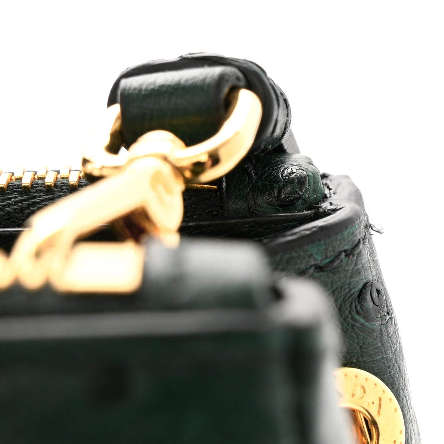 Ostrich Mini Galleria Double Zip Tote Smeraldo